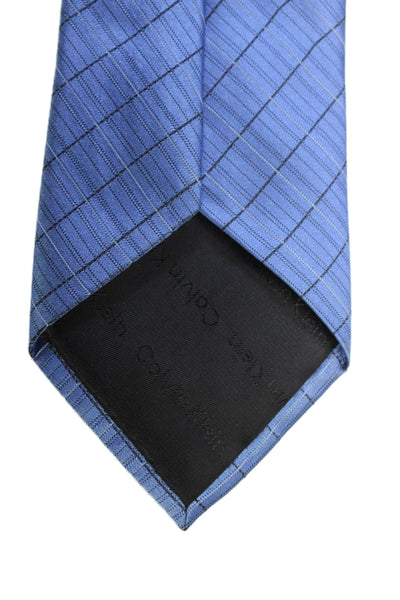 Calvin Klein Mens Striped Standard Classic Tie Silk Blue One Size