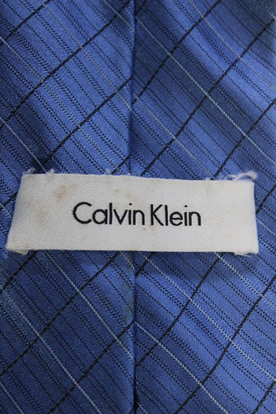 Calvin Klein Mens Striped Standard Classic Tie Silk Blue One Size