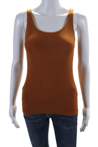 Wolford Womens Cotton Blend Brown Scoop Neck Sleeveless Tank Top Size XS