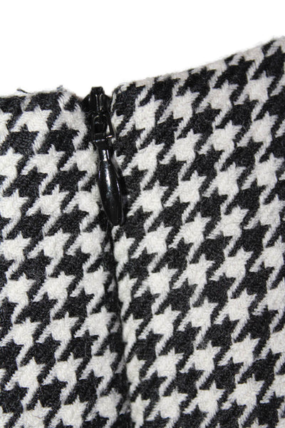 Nina Mclemore Womens Wool Houndstooth Print Midi Shift Dress White Black Size M