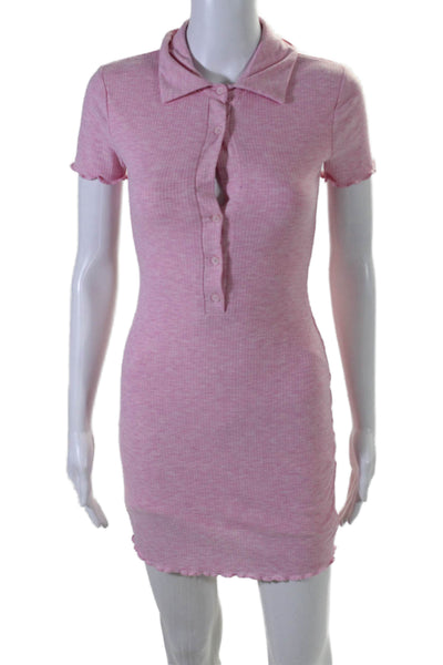 Lovers + Friends Women's Short Sleeves Half Button Mini Dress Pink Size XS