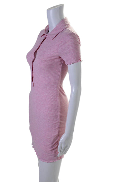 Lovers + Friends Women's Short Sleeves Half Button Mini Dress Pink Size XS