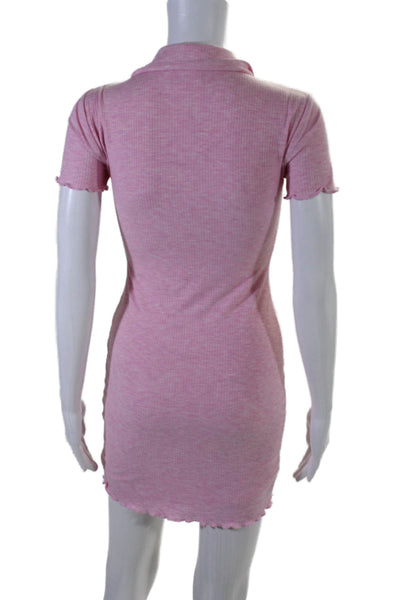 Lovers + Friends Women's Short Sleeves Half Button Mini Dress Pink Size XS