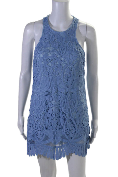 Lovers + Friends Women's Sleeveless Fitted Lace Mini Dress Blue Size XS