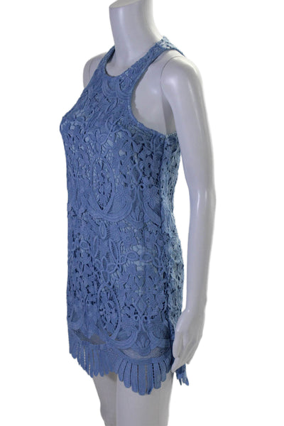 Lovers + Friends Women's Sleeveless Fitted Lace Mini Dress Blue Size XS