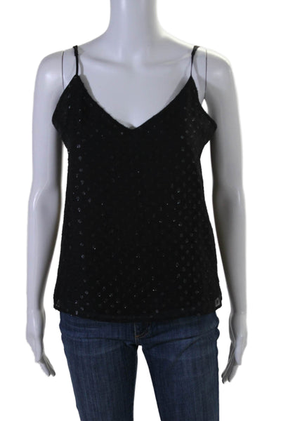 L'Agence Womens Silk Polka Dot Sleeveless V Neck Tank Top Black Size Small