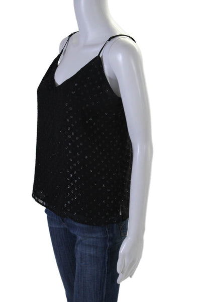 L'Agence Womens Silk Polka Dot Sleeveless V Neck Tank Top Black Size Small