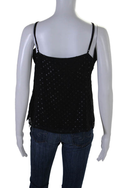 L'Agence Womens Silk Polka Dot Sleeveless V Neck Tank Top Black Size Small