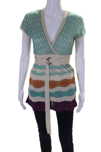 Missoni Women's V-Neck Sleeveless Cinch Waist Multicolor Blouse Size 8