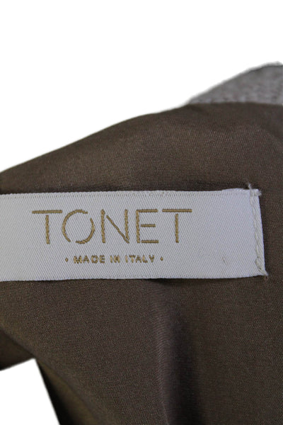 Tonet Womens Long Sleeve Knit Trim A Line Shift Dress Beige Size 38