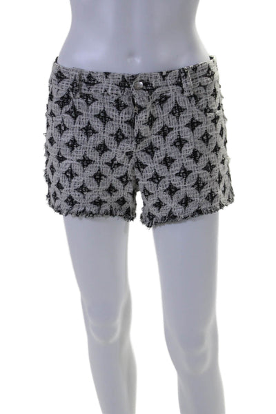 IRO Womens Geometric Print 2 Pocket Button Closure Mid-Rise Shorts White Size 38