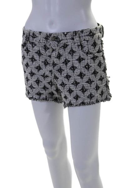 IRO Womens Geometric Print 2 Pocket Button Closure Mid-Rise Shorts White Size 38