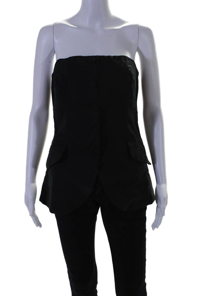 Reformation Womens Stretch Side Zip Strapless Blouse Top Black Size 6