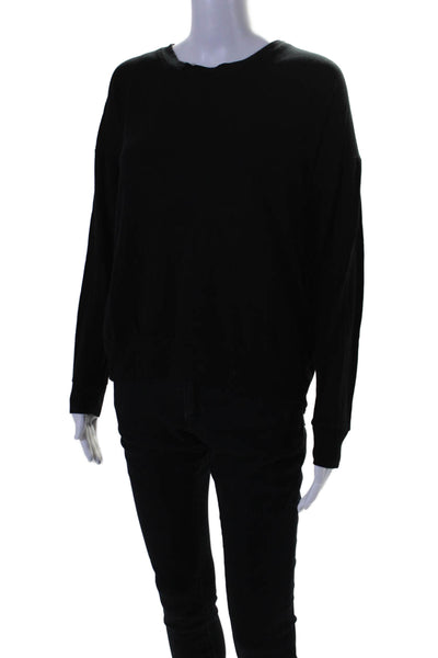 Feel the Piece Terre Jacobs Womens Round Neck Long Sleeve Top Black Size XS/S