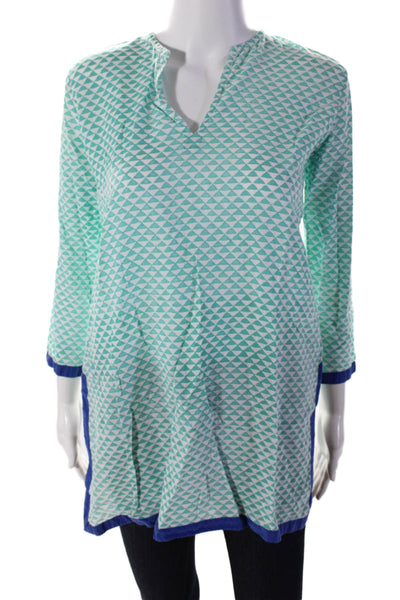 Roberta Roller Rabbit Women's V-Neck Long Sleeves Slit Hem Tunic Green Size XS