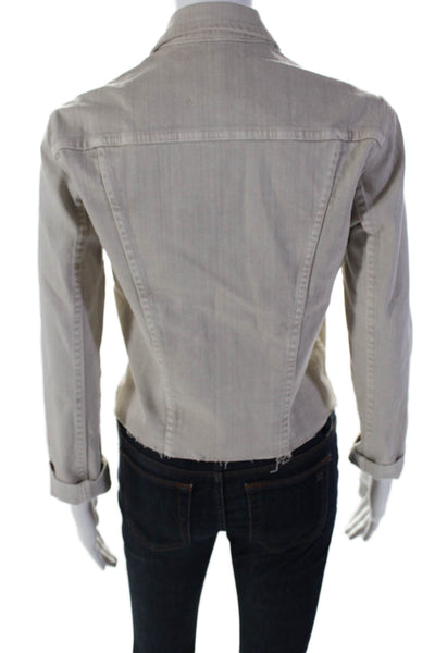 L'Agence Womens Cotton Denim Cuffed Sleeve Button Down Jean Jacket Gray Size S