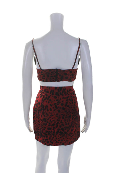 By The Way Womens Spotted V-Neck Sleeveless Bralette + Skirt Set Red Size S