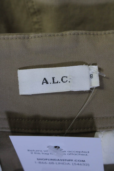 A.L.C. Womens Cotton Two Pocket Lace Up Side Zip Mini Skirt Beige Size 8