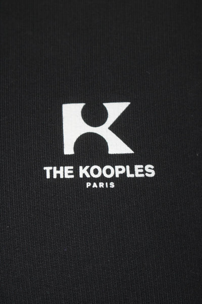 The Kooples Mens Pullover Drawstring Logo Back Hoodie Sweater Black Size Medium