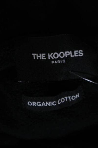 The Kooples Mens Pullover Drawstring Logo Back Hoodie Sweater Black Size Medium