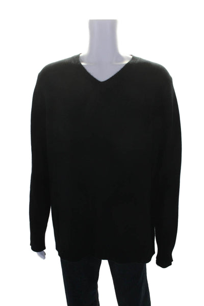 Naked Cashmere Mens Long Sleeve V Neck Cashmere Sweater Black Size 2XL