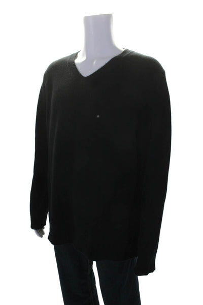 Naked Cashmere Mens Long Sleeve V Neck Cashmere Sweater Black Size 2XL