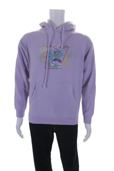 Staycoolnyc Mens Pullover Snowboarding Logo Hoodie Sweater Purple Cotton Small