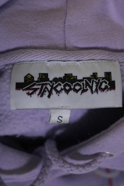 Staycoolnyc Mens Pullover Snowboarding Logo Hoodie Sweater Purple Cotton Small