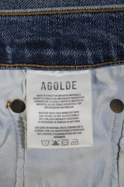 Agolde  Frame Womens Cotton Denim Distressed Five Pocket Jeans Blue Size 30