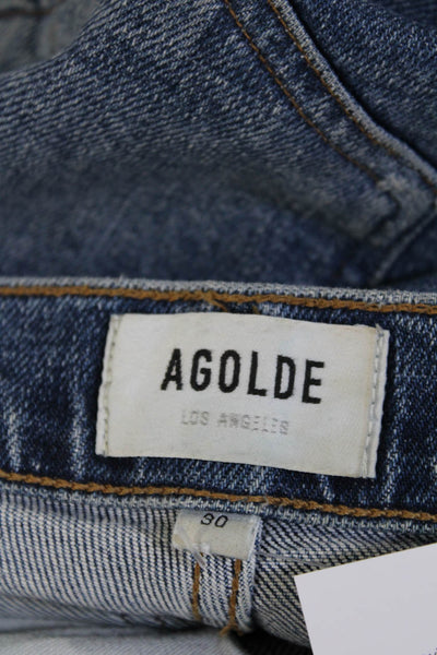 Agolde  Frame Womens Cotton Denim Distressed Five Pocket Jeans Blue Size 30