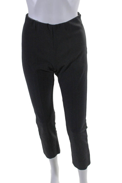 Vince Womens High Rise Elastic Waist Straight Leg Trousers Black Size M