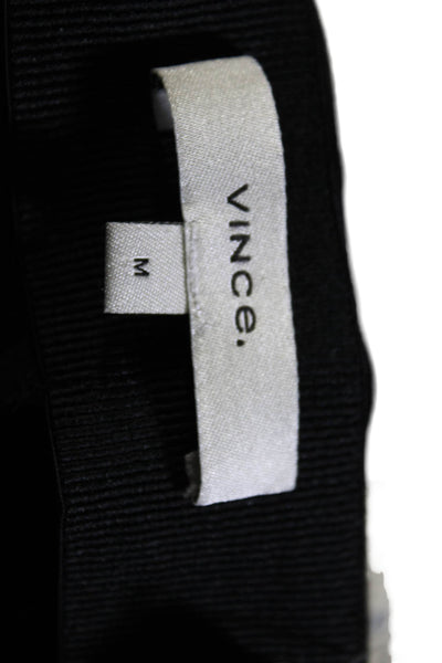 Vince Womens High Rise Elastic Waist Straight Leg Trousers Black Size M