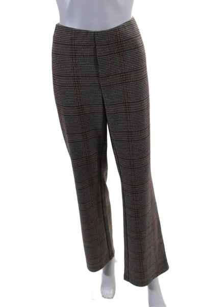 NIC+ZOE Womens Plaid Elastic Waist Bootcut Trousers Brown Size M