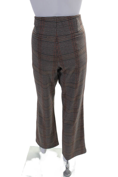 NIC+ZOE Womens Plaid Elastic Waist Bootcut Trousers Brown Size M