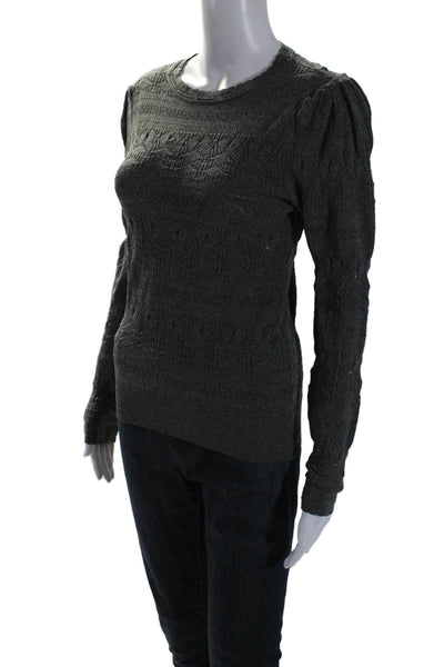 Current Air Women's Round Neck Long Sleeves Pullover Sweater  Gray Size XS