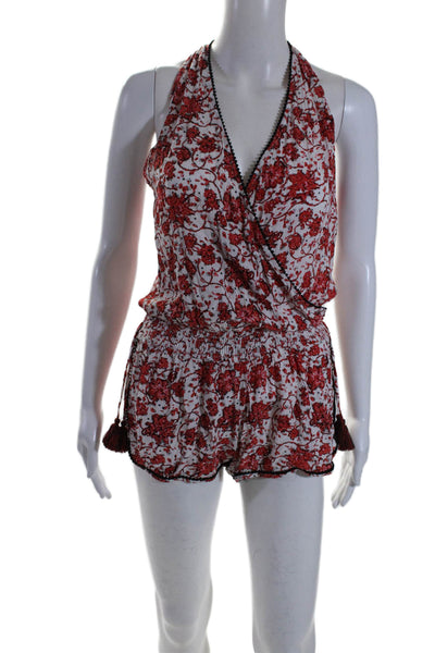 Poupette St. Barth Womens Sleeveless  Smocked Waist Shorts Romper Floral Size XS