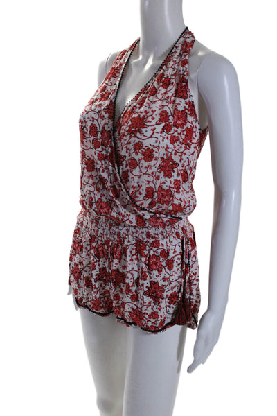 Poupette St. Barth Womens Sleeveless  Smocked Waist Shorts Romper Floral Size XS