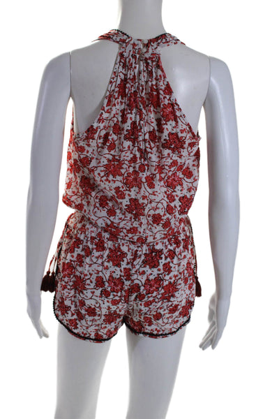 Poupette St. Barth Womens Sleeveless  Smocked Waist Shorts Romper Floral Size XS