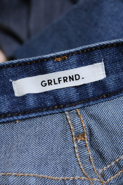Grlfrnd Womens Mid Rise Button Up Skinny Leg Yasmin Jeans Blue Cotton Size 26