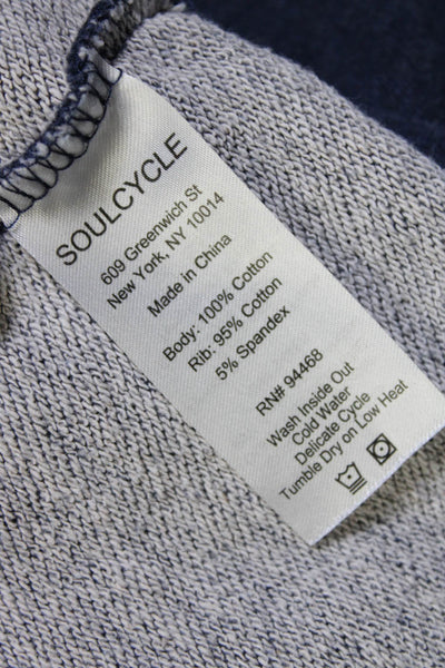 Soul  Cycle Womens Long Sleeve Crew Neck Graphic Sweater Blue Size Medium