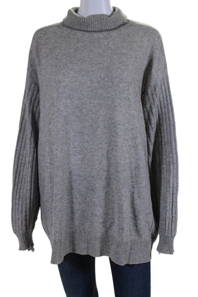 Vince Womens Long Sleeve Thick Knit Turtleneck Sweater Gray Size Large