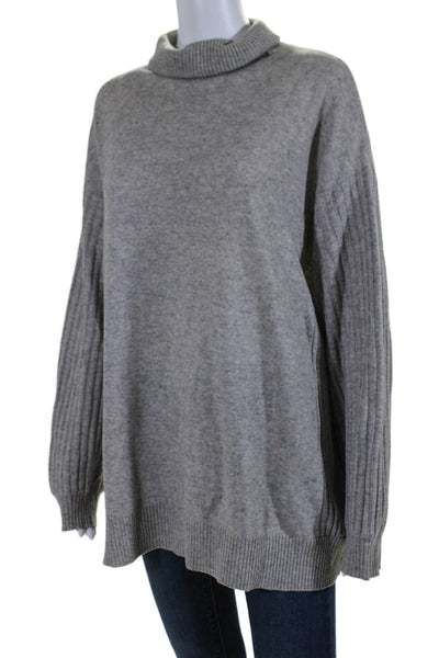 Vince Womens Long Sleeve Thick Knit Turtleneck Sweater Gray Size Large