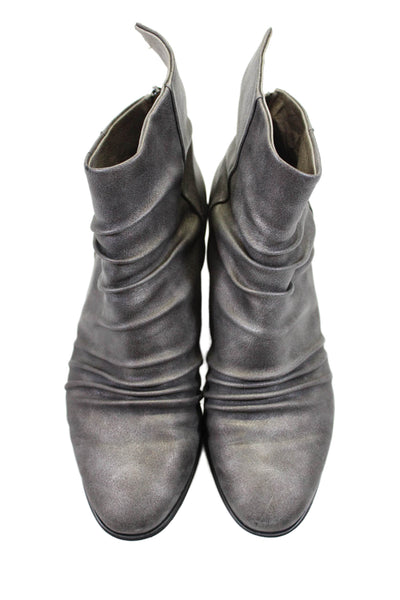 Antelope Womens Leather Ruched Almond Toe Back Zip Ankle Boots Gray Size 7US 37E