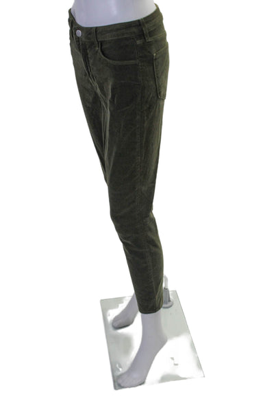 L'Agence Womens Cotton Felt Mid Rise Tapered Leg Trousers Olive Green Size 28