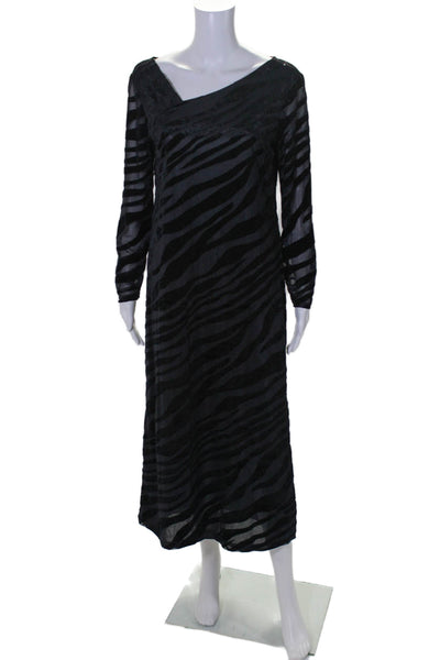 Carole Little Petite Dresses Womens Animal Print Patchwork Gown Black Size 10P
