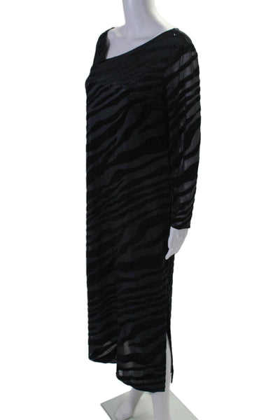 Carole Little Petite Dresses Womens Animal Print Patchwork Gown Black Size 10P