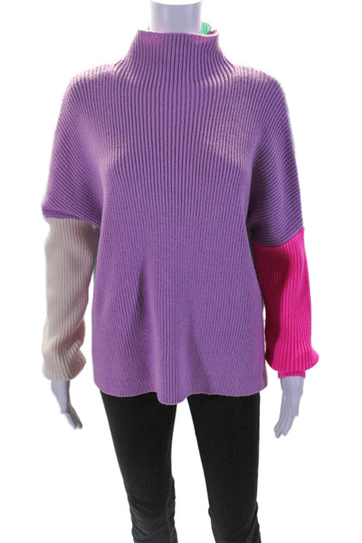 Lovers + Friends Womens Multicolor Color Block High Neck Sweater Top Size XS