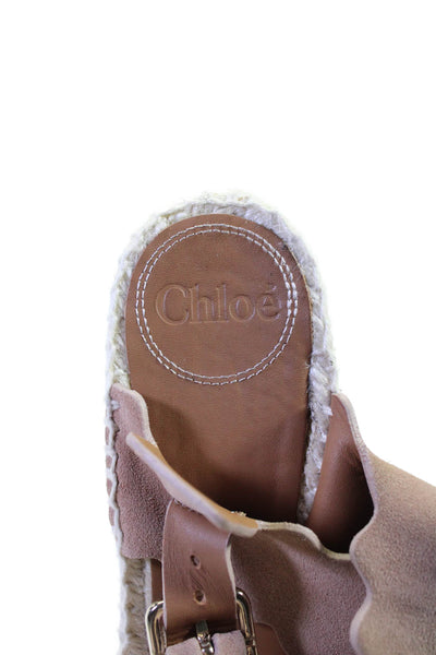 Chloe Womens Suede Open Toe Slingback Espadrille Wedge Sandals Beige Size 36 6