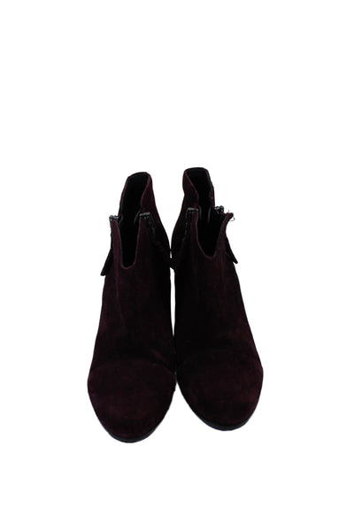 Rag & Bone Womens Suede Round Toe Zip Up Ankle Booties Burgundy Size 35 5