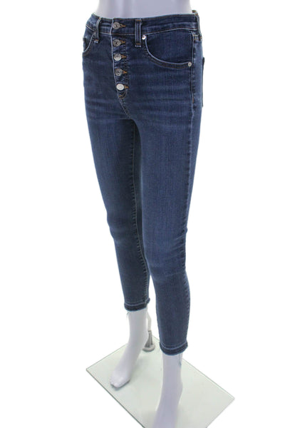 Veronica Beard Jeans Womens Button Up Debbie Skinny Leg Jeans Blue Cotton Size 2